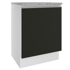 Balcão Madesa Glamy 60 cm 1 Porta - Branco/Preto