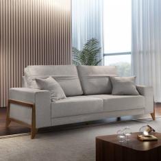 Sofá 4 lugares 220cm com Almofadas M130 Martins Estofados Linho/Cinza Claro