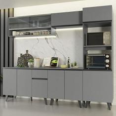 Armário de Cozinha Completa 260cm Cinza Nice Madesa 06