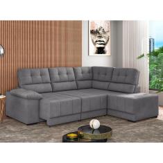 Sofá de Canto 5 Lugares Besthouse Firenze, Retrátil/Reclinável, 246/210 cm de Largura e Revestido em Suede Veludo