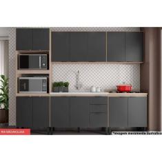 Cozinha Modulada Completa Fhr001 Firenze 2 Aéreos 2 Balcões 1 Paneleiro 5pçs Avena/grafito Demóbile