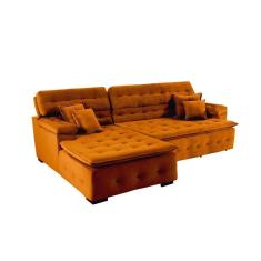 Sofá Retrátil E Reclinável Com Chaise Orlando 2.20x2.10m- Sofisticato-terra
