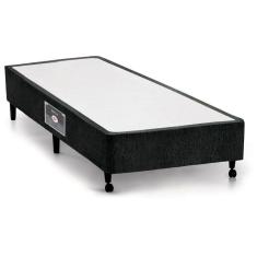 Cama Box Base Solteiro Lux Chenille Black (88x188x23) - Castor