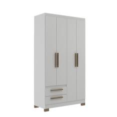 Guarda-Roupa Solteiro 4 portas e 2 gavetas RP2422 DECIBAL, Branco Bril
