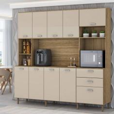 Cozinha Compacta Luiza 10 Portas 2 Gavetas Freijó/Vanilla - Panorama Móveis