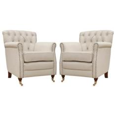 Kit 02 Poltronas Decorativas Sala de Estar Níger Pés Príncipe Off Whit