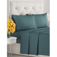 Conjunto de lençóis de 4 peças Cal King Size – extra macio, respirável e refrescante – Lençóis de cama duráveis de luxo para mulheres e homens – Bolsos profundos, fácil de encaixar e sem rugas –