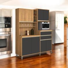 Cozinha Compacta 08 Portas Gabi Freijó e Grafite - VitaMov