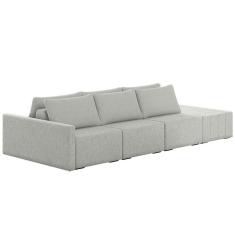 Sofá Ilha Modular Com Puff Para Sala Living 342cm Georgia K04 Linho Cinza - Mpozenato