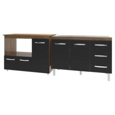 Armário Cozinha Balcão Gabinete De Pia 120 Cm Bruna E Balcão Lilian Pa