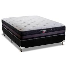 Cama Box Casal Completa Kit Maxspring Málaga 138x188 com Colchão Molas One Side Cinza Herval