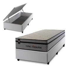 Conjunto Box Baú Preston Cinza 96x203x78 c/ Molas Ensacadas - King Hou