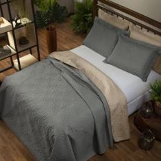 Cobre leito Dupla Face Floral Casal Queen 3 peças Cinza - Casaborda En