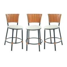 kit de 3 banquetas baixa balcão area cozinha americana - ESPAÇO JUNCO,