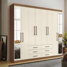 Guarda Roupa Casal com Espelho 8 Portas 6 Gavetas Master Santos Andirá