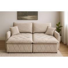 Sofá 3 Lugares Cam inBox Sublime Revestido em Tecido Bouclé Assento Retrátil Encosto Reclinável - 180cm de Largura