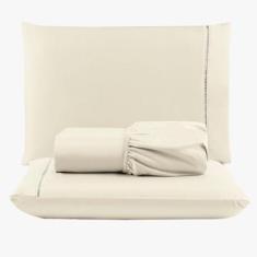 Jogo de Lençol Peletizado 400 Fios Queen 3 Peças - Casa - Hotel - Pous