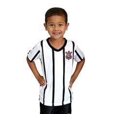 Camiseta Infantil Corinthians Branca Listras Oficial