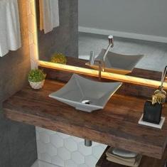 Cuba de Apoio para Banheiro L30 Lux Quadrada Folha Compace Cinza