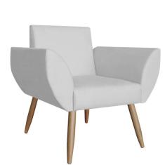 Poltrona Decorativa Flora Pés Palito Suede Branco - DS Estofados