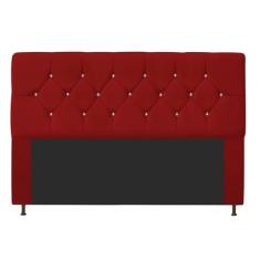 Cabeceira França Estofada Strass 160cm Cama Box Queen Suede Vermelho - Amarena Móveis