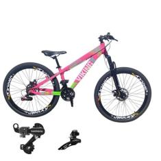 Bicicleta Aro 26 Vikingx Tuff 25 Aluminio 21v Cambio Shimano Traseiro 