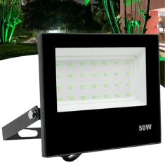 Refletor Led 50w Holofote Bivolt Prova Dágua Luz Verde