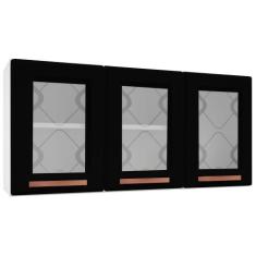 Armário de Cozinha Aéreo Triplo Médio Telasul Mirage New Branco/Preto