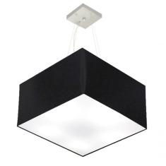 Lustre Pendente Quadrado Vivare Md-4075 Cúpula Em Tecido 30/50x50cm - Bivolt Preto 127/220v