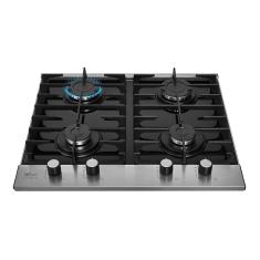 Cooktop a Gás Fischer 4 Bocas Platinium com Trempe de ferro fundido Mesa Vidro Bivolt