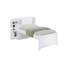 Cama Solteiro com Cabeceira Baú - Milênio Plus-Branco - Móveis D'Doro