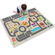 Tapete infantil para carros de brinquedo, tapete educativo de trânsito rodoviário da vida urbana, tapete educativo, tapete de berçário antiderrapante para quarto de meninos e meninas 80 × 120 cm/31 ×