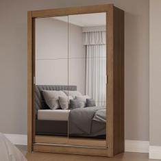 Guarda-roupa Solteiro 2 Portas de Correr com Espelhos Rustic Milano Madesa