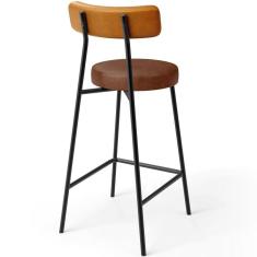 Banqueta Baixa Cozinha Sala Jantar Bancada Milão L02 Couríssimo Whisky Marrom