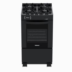 Fogao 4 Bocas Venax Delplus Vitreo Bl Preto Fosco Gas Glp