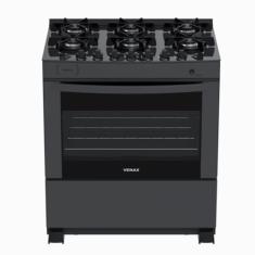 Fogao 6 Bocas Venax Delplus Vitreo Bl Grafite Gas Glp