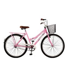 Bicicleta De Passeio Kls Retro Aro 26 Com Freios V-brake Rosa Com Branco