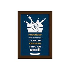 Quadro Geek Jedi Lado da Cerveja Moldura Marrom 33x43cm