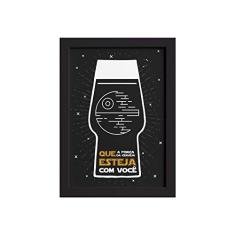 Quadro Geek Jedi Força Cerveja Moldura Preta 33x43cm