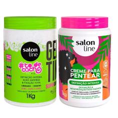 Kit Salon Line Gelatina To De Cacho + Creme Para Pentear Salon Line Definição Intensa 1Kg