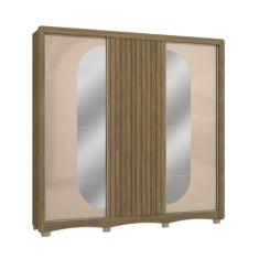 Guarda-roupa Casal Kappesberg 3 Portas Espelho Marrom/bege