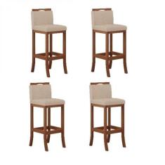 Conjunto 4 Banquetas Alta em Madeira Maciça Londres - CCS Interiores