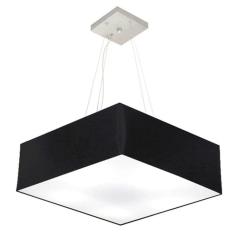 Lustre Pendente Quadrado Vivare Md-4032 Cúpula Em Tecido 15/50x50cm - Bivolt Preto 127/220v