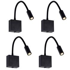 Arandela Led Articulada Para Leitura Preta 3W 3000K 4un