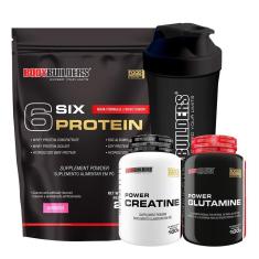 Kit Whey Protein 6 Six Protein 2Kg + Creatina 100g + Glutamina 100g + Coqueteleira - Bodybuilders-Unissex