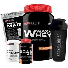 Kit Whey Protein Waxy Whey 900g + Waxy Maize 800g + Creatina 100g +BCAA 100g + Coq -Bodybuilders-Unissex