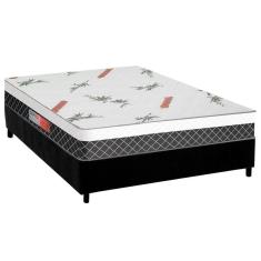 Cama Box Casal: Colchão Anatômico Plumatex D28/EP Falcon Ultra Firme + Base CRC Suede Black(138x188)