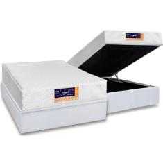 Cama Box Baú Casal: Colchão Espuma Castor D33 Vitagel HR Visco Gel Convencional + Base CRC Courano White(138x188)
