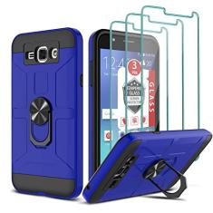 Capa para Gaalxy J7 2015/Neo/J7 Core/J7 Duos/Nxt, J7 2015 Capa com [3 protetores de tela de vidro temperado], suporte de anel integrado e suporte magnético para carro à prova de choque à prova de
