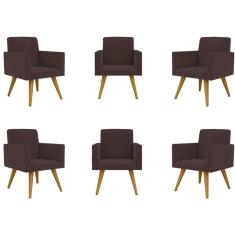 Kit 06 Cadeiras Poltronas Decorativa - Escritório - Recepção Cor:marrom